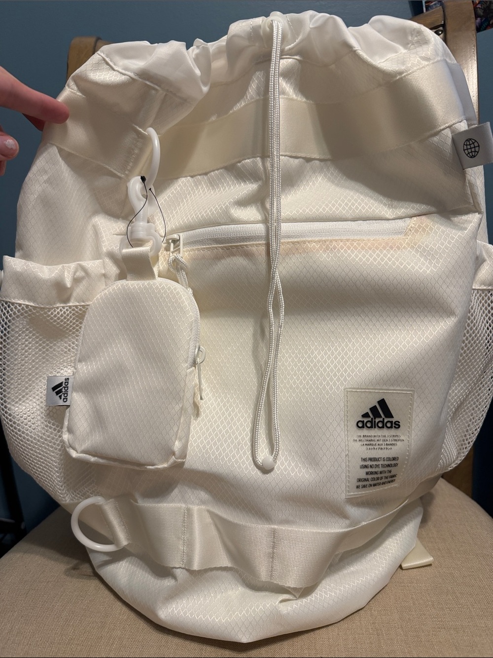 adidas Drawstring Bucket Backpack with Detachable Pouch